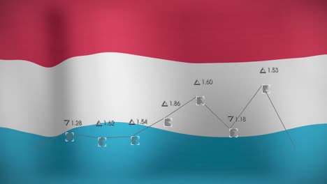 Animation-of-data-processing-over-flag-of-netherlands