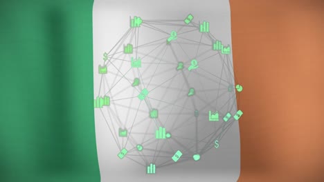 Animation-Der-Datenverarbeitung-über-Der-Flagge-Irlands