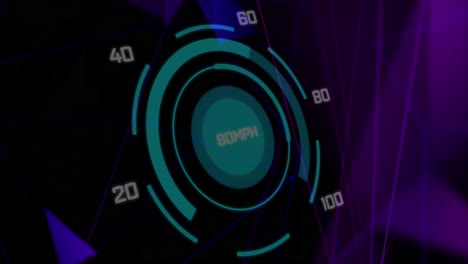 Animation-of-speedometer-over-dark-background