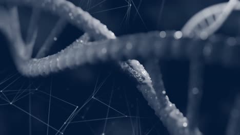 Animation-of-dna-strand-over-network-of-connections-on-blue-background