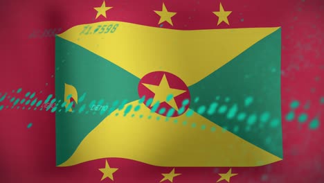 Animation-of-data-processing-over-flag-of-grenada