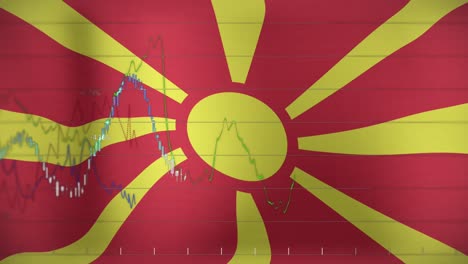 Animation-Der-Datenverarbeitung-über-Der-Flagge-Mazedoniens