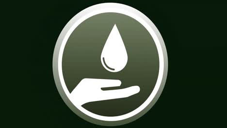 Animation-of-hand-with-waterdrop-icon-over-black-background