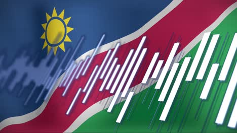 Animation-Der-Datenverarbeitung-über-Der-Flagge-Namibias