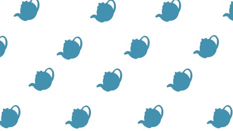 Animation-of-blue-teapots-on-white-background