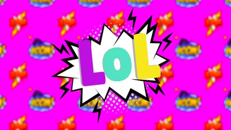 Animation-of-lol-text-over-purple-background