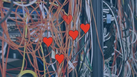 Animation-of-hearts-floating-over-servers