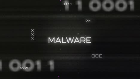Animation-Von-Störungen-über-Malware-Text,-Datenverarbeitung-Und-Computerplatine