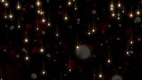 Animation-of-stars-falling-over-dots-on-black-background
