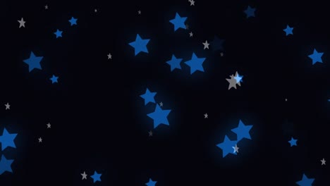 Animation-Blauer-Sterne,-Die-Sich-über-Schwarzen-Hintergrund-Bewegen