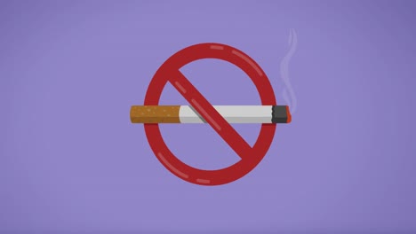 Animation-of-no-smoking-symbol-over-pale-purple-background