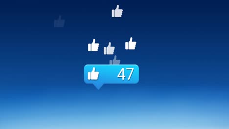 Animation-of-social-media-icons-falling-over-blue-background