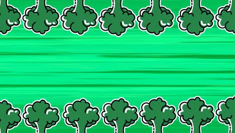 Animation-Von-Brokkoli,-Der-Sich-Auf-Grünem-Hintergrund-Bewegt