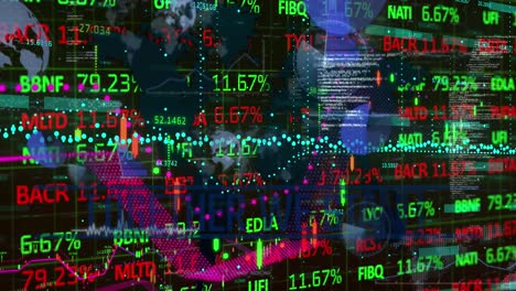 Animation-of-stock-market-data-and-graph-with-data-processing-on-black-background