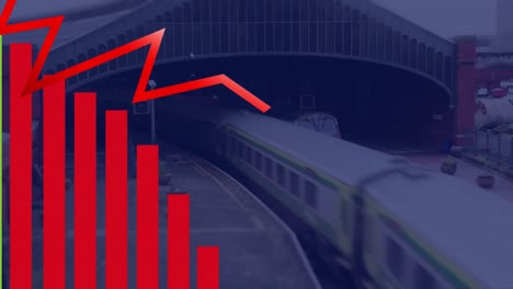 Animation-of-financial-graphs-over-train-in-tunnel