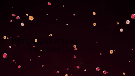Animation-of-fruit-icons-falling-over-black-background