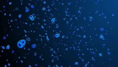 Animation-Blauer-Zellen,-Die-Sich-Auf-Marineblauem-Hintergrund-Bewegen