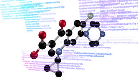 Animation-of-data-processing-and-molecule-on-white-background