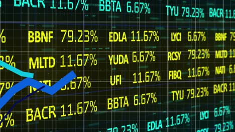 Digital-animation-of-blue-graphs-over-stock-market-data-processing-against-black-background