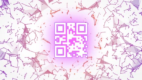 Animation-of-qr-code-over-connections-over-white-background