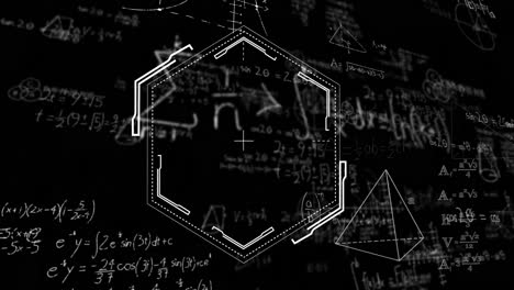Animation-of-data-processing-and-shapes-on-black-background