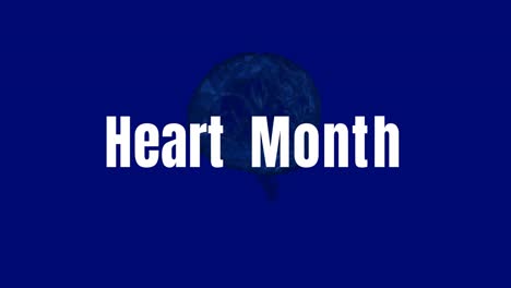 Animation-of-heart-month-and-brain-over-dark-blue-background
