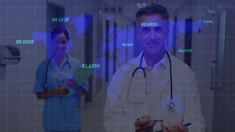 Animation-of-financial-data-processing-over-two-diverse-doctors