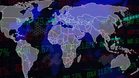 Animation-of-financial-data-processing-over-world-map