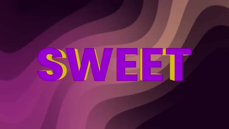 Animation-of-sweet-text-and-shapes-with-pink-waves-in-background