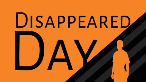 Animation-of-disappeared-day-text-and-man-silhouette-over-stripes-on-orange-background