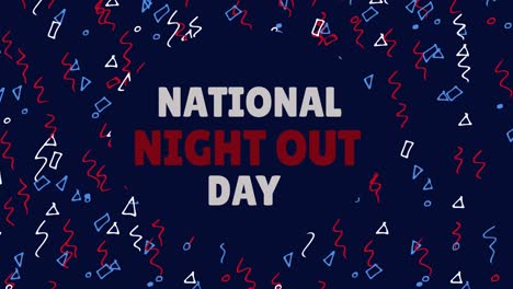Animation-of-national-night-out-day-text-over-shapes-on-blue-background