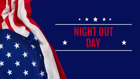 Animation-of-night-out-day-text-over-flag-of-usa