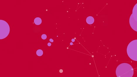 Animation-of-network-of-connections-and-spots-over-red-background