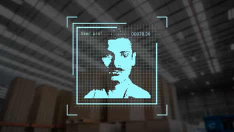 Animation-of-identity-people-icon-over-warehouse