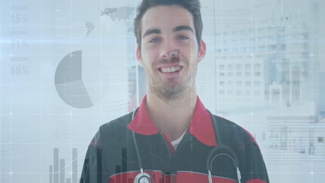 Animation-of-data-processing-over-caucasian-male-doctor
