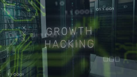 Animation-Von-Growth-Hacking-Text-Und-Datenverarbeitung-über-Dem-Serverraum