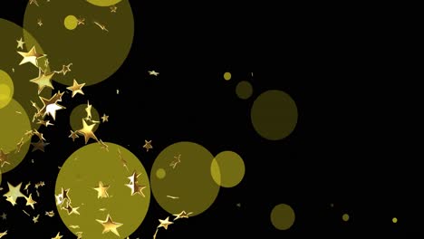 Animation-of-stars-and-yellow-dots-on-black-background