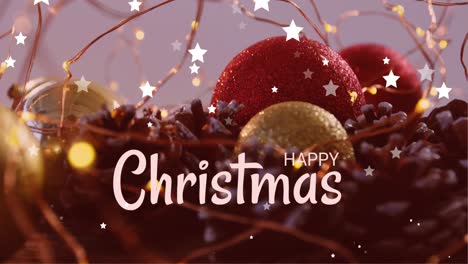Animation-of-happy-christmas-text-over-christmas-decorations