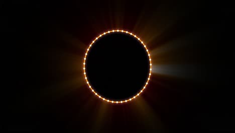 Animation-of-glowing-yellow-circle-with-dots-over-black-background