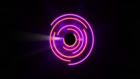 Animation-of-glowing-pink-and-purple-circles-over-black-background