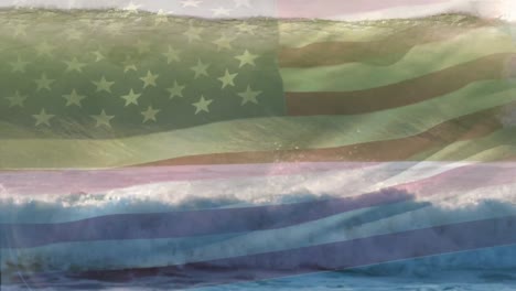 Animation-Der-Flagge-Der-USA-über-Dem-Meer