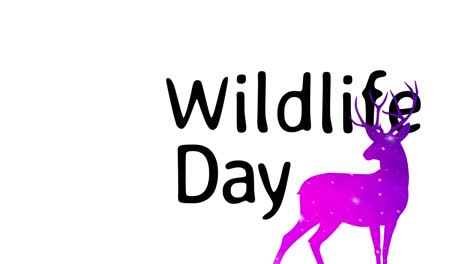 Animation-of-wildlife-day-text-and-deer-icon-on-white-background