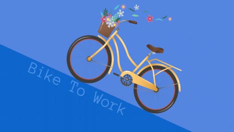 Animation-of-bike-to-work-text-with-bicycle-icon-on-blue-background
