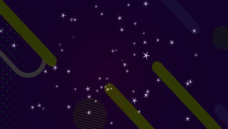 Mehrere-Sternsymbole-über-Abstrakten-Bunten-Formen-Vor-Violettem-Hintergrund-Mit-Kopierraum