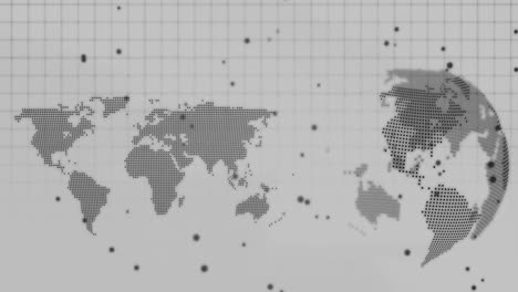 Animation-of-world-map-and-grid-over-white-background
