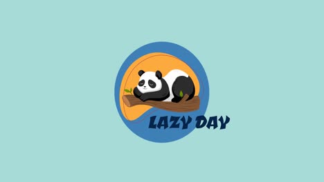 Animación-De-Texto-De-Día-Perezoso-Y-Panda-Sobre-Fondo-Verde