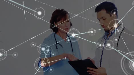Animation-of-network-of-connections-over-diverse-doctors-in-hospital