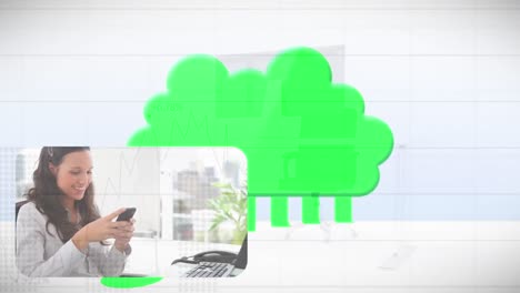 Animation-Der-Finanzdatenverarbeitung-Und-Cloud-Symbol-über-Verschiedenen-Geschäftsleuten