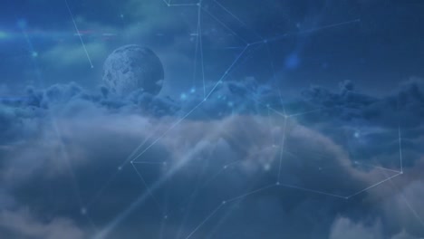 Netzwerk-Von-Verbindungen-über-Mond-Und-Wolken-Am-Himmel