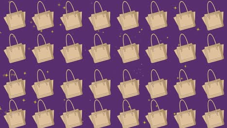 Animation-Von-Handtaschensymbolen-Auf-Violettem-Hintergrund